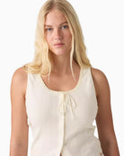 Levi's Dry Goods Pointelle Lace Tank in Off White lace detail