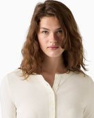 Levi's Essential Long-Sleeve Henley Shirt in cream Henley neckline detail