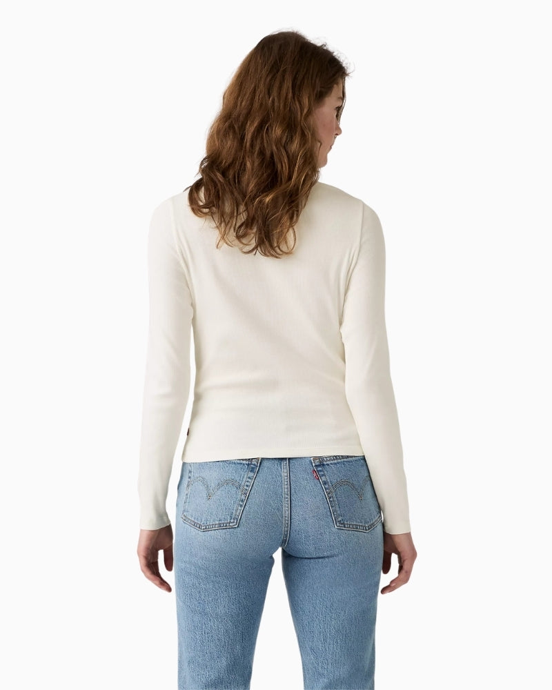 Levi's Essential Long-Sleeve Henley Shirt in cream back view