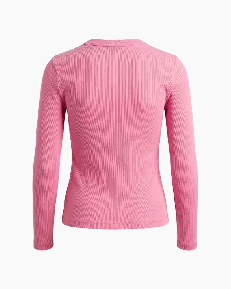 Levi's Essential Long Sleeve Henley Shirt in Rose back view