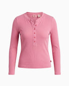 Levi's Essential Long Sleeve Henley Shirt in Rose front view