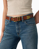 Levi's Freya 3 Piece Belt in Brown worn detail