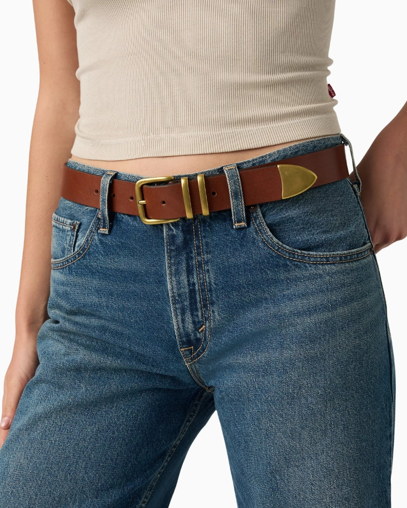 Levi's Freya 3 Piece Belt in Brown worn detail