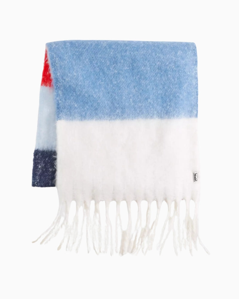 Levi's Fuzzy Scarf Zyla in Moonlight Blue Stripe fuzzy knit detail