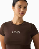Levi's Graphic Essential Baby Tee in Dark Brown collar details