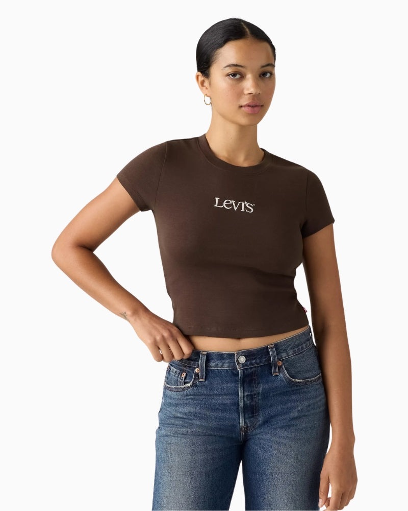 Levi's Graphic Essential Baby Tee in Dark Brown front view