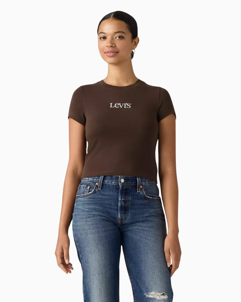 Levi's Graphic Essential Baby Tee in Dark Brown front view
