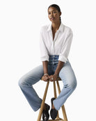 Levi's Harlie Cropped Button Down Shirt in White front view
