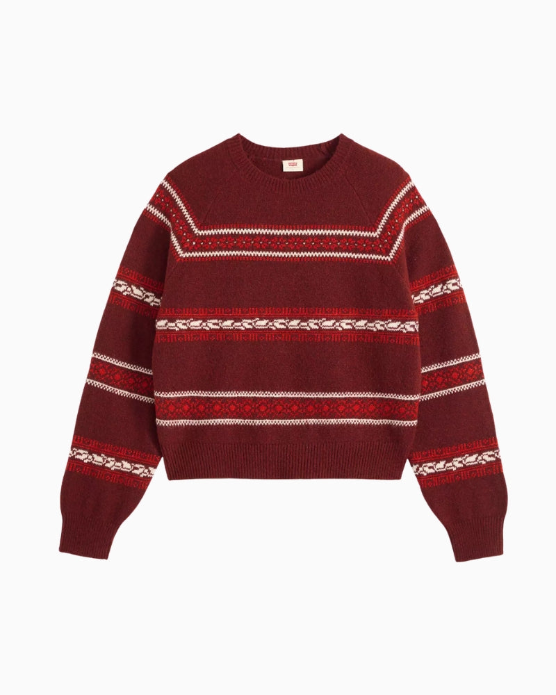 Levi's Jolie Fairisle Crewneck Sweater in Cabernet Fair Isle pattern detail