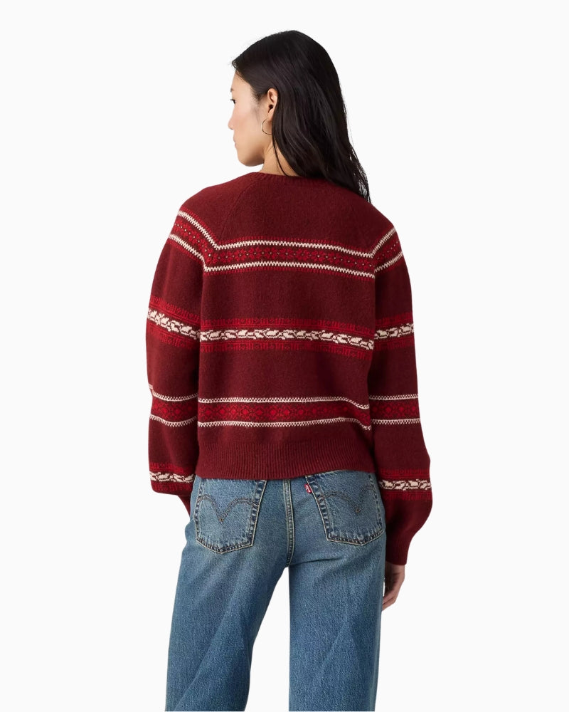 Levi's Jolie Fairisle Crewneck Sweater in Cabernet back view