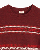 Levi's Jolie Fairisle Crewneck Sweater in Cabernet crew neckline detail