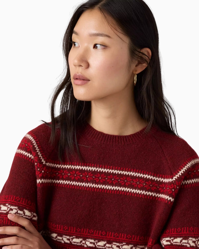 Levi's Jolie Fairisle Crewneck Sweater in Cabernet crew neckline detail