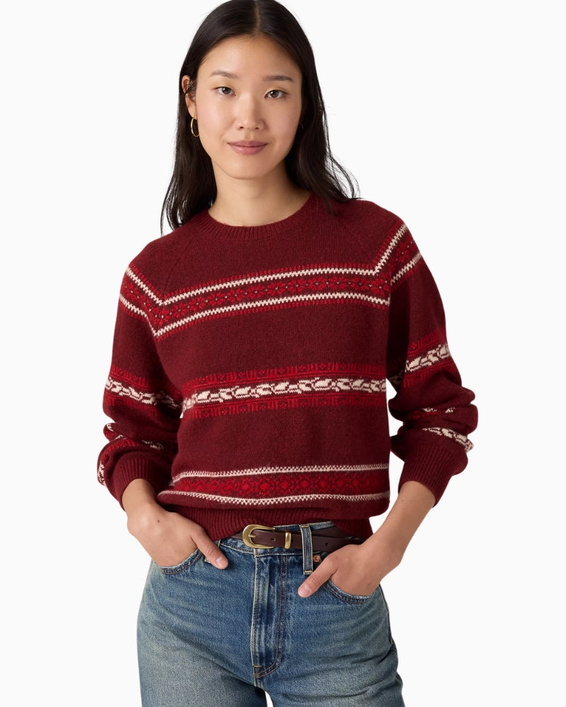 Levi's Jolie Fairisle Crewneck Sweater in Cabernet front view