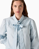 Levi's Judice Western Shirt in Blue Stripe tie neckline detail