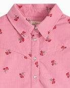 Levi's Juna Western Shirt in pink floral corduroy collar and button detail