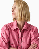 Levi's Juna Western Shirt in pink floral corduroy collar detail
