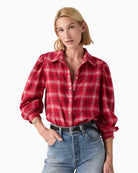 Levi's Juna Western Shirt in red plaid button-front detail