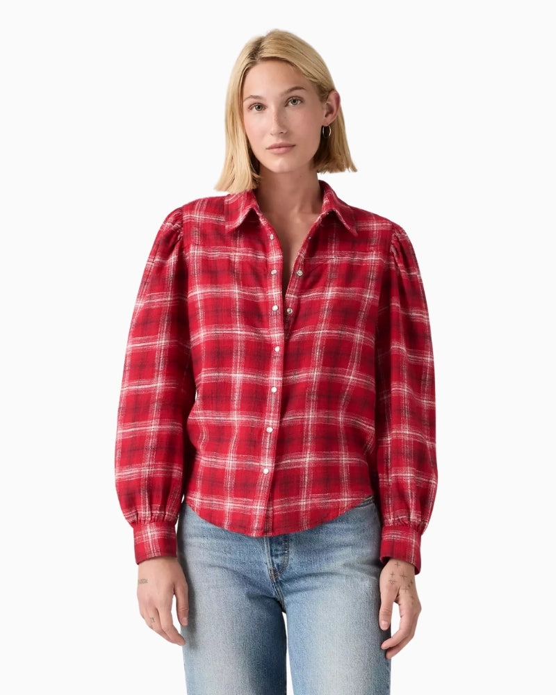 Levi's Juna Western Shirt in red plaid front view