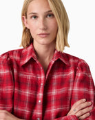 Levi's Juna Western Shirt in red plaid point collar detail