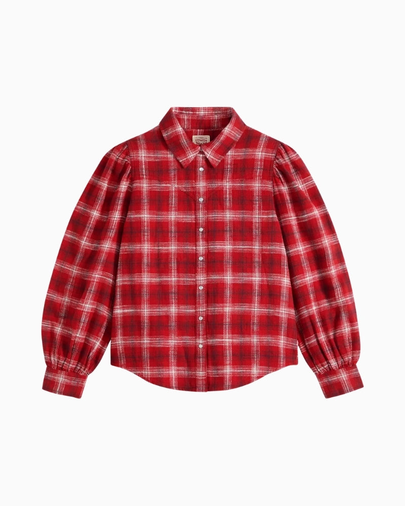 Levi's Juna Western Shirt in red plaid sleeve detail