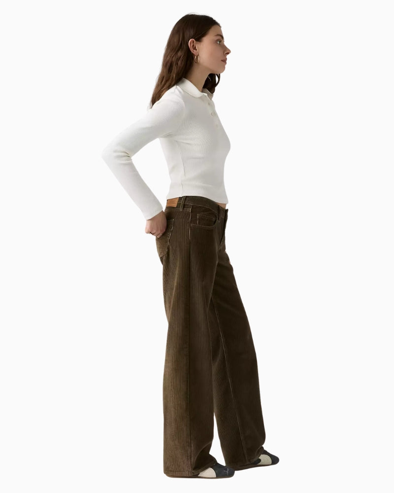 Levi's Low Loose Corduroy Pants in Canteen brown side view