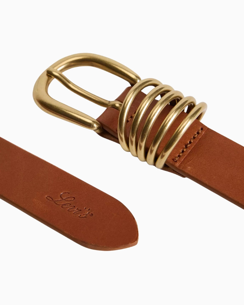 Levi's Lyla Ring Belt in Brown layered ring buckle detail