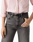 Levi's Olivia Classic Feather Edge Belt in Black front view