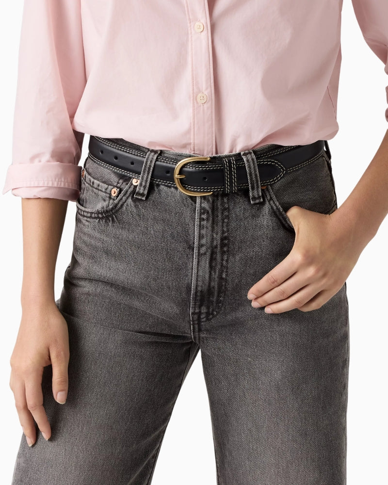 Levi's Olivia Classic Feather Edge Belt in Black front view