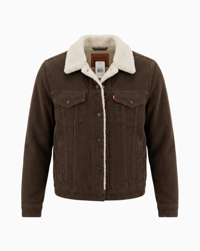 Levi's Original Sherpa Trucker Jacket in Brown front view