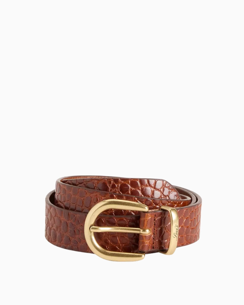 Levi's Phoebe Belt in Brown croc-effect leather detail
