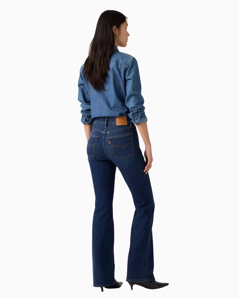 Levi's Premium 726 High Rise Flare Women's Jeans in True Blue Dark back view