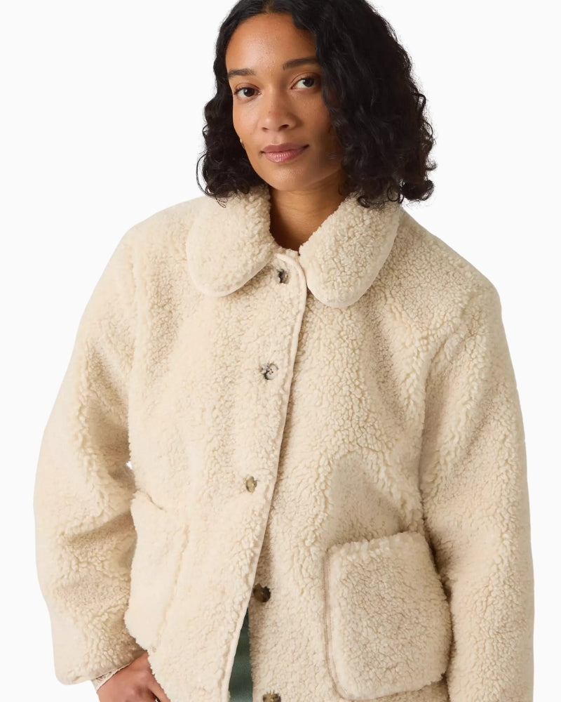 Levi's Rema Sherpa Jacket in off white collar detail