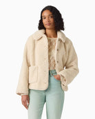 Levi's Rema Sherpa Jacket in off white front view