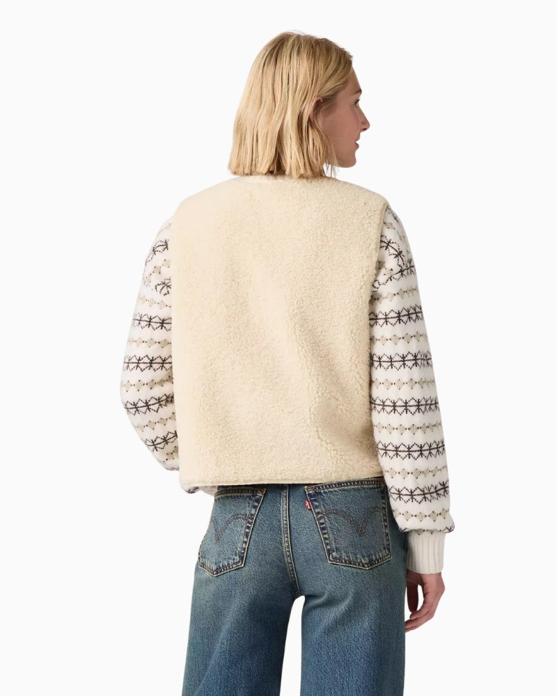 Levi's Rema Sherpa Vest in Off White back view
