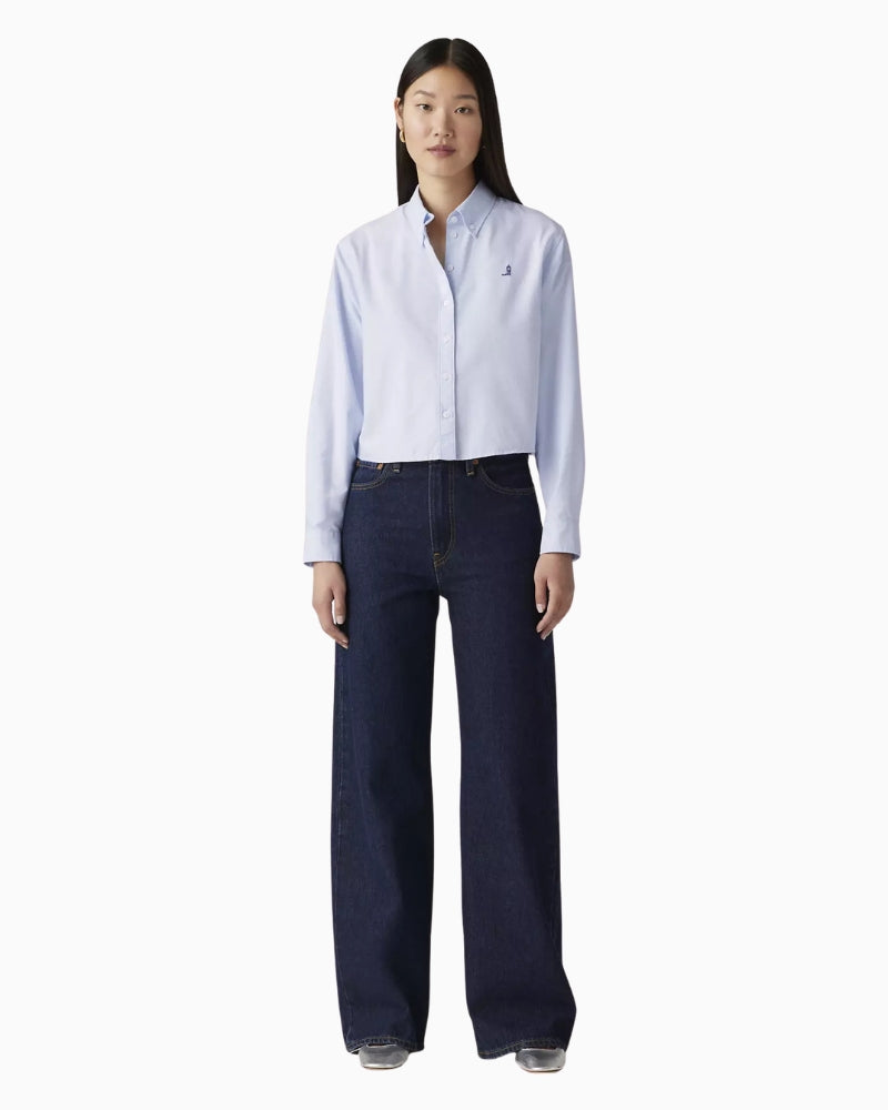 Levi's Ribcage Wide Leg Jeans in Dark Denim front view