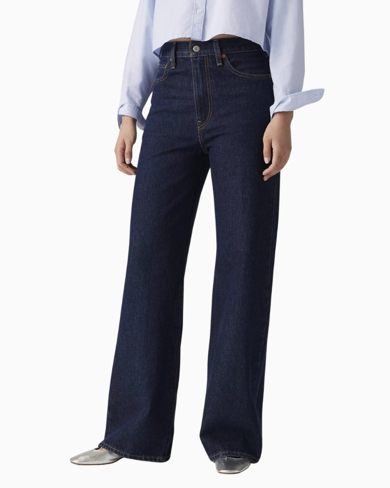 Levi's Ribcage Wide Leg Jeans in Dark Denim front view
