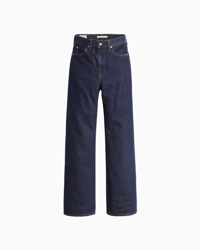 Levi's Ribcage Wide Leg Jeans in Dark Denim waistband detail