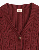 Levi's Snowflake Cardigan in Cabernet collar detail