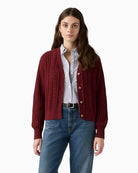 Levi's Snowflake Cardigan in Cabernet front view