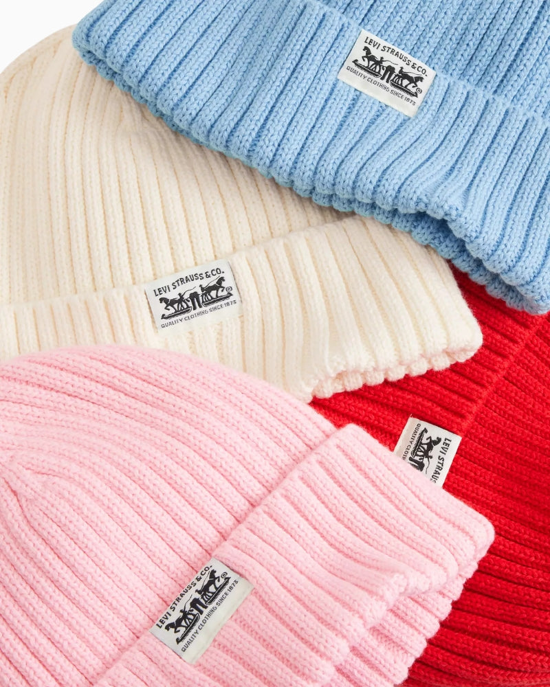 Levi's Sunset Beanie in Rose Two Horse pull graphic detail