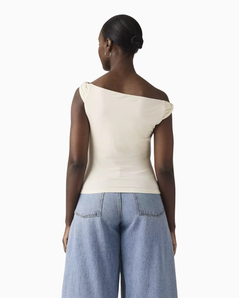 Levi's Tori Twisted Knit Top off white back view