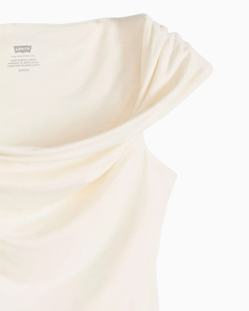 Levi's Tori Twisted Knit Top off white one shoulder styling
