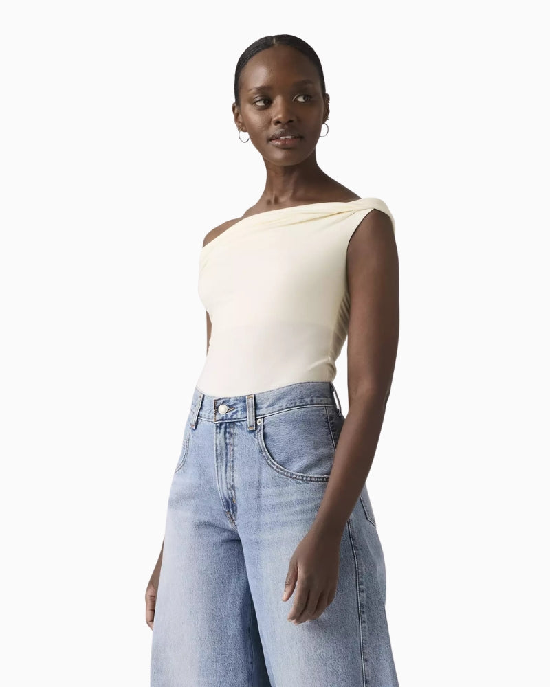 Levi's Tori Twisted Knit Top off white side view sleeveless