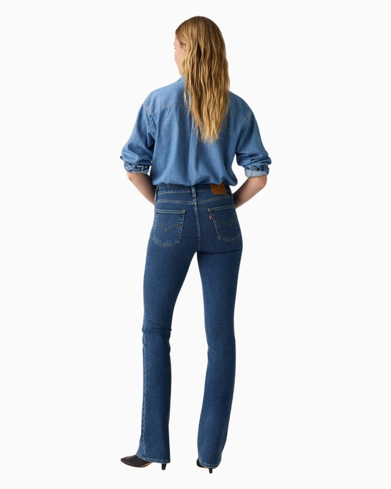 Back view of Levi’s 725 jeans with 5-pocket styling and high-rise waist