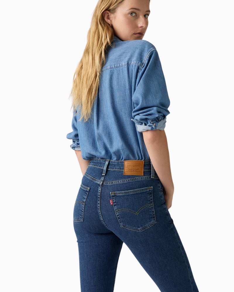Back view of Levi’s 725 jeans with 5-pocket styling and high-rise waist