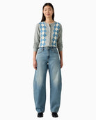 Levi’s Baggy Dad Barrel jeans curved leg front view on woman – Áines Boutique