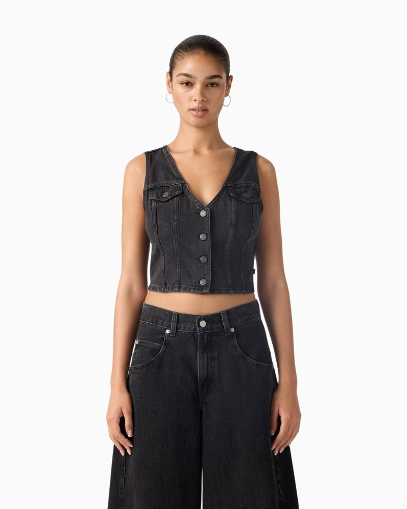 Levi’s Bella Denim Corset with V-neckline and button-up front
