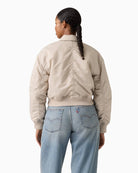 Levi’s Bowie Cropped Bomber Jacket woman wearing jacket back view – Áines Boutique