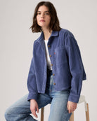 Levi’s Celine Cozy Shacket styled casually over jeans and a T-shirt