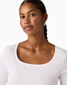 Levi’s Essential Square Neck Long Sleeve Tee square neckline detail – Áines Boutique